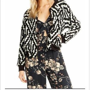 Anthropologie Saltwater Luxe Crossfire Bomber in Intarsia size XS